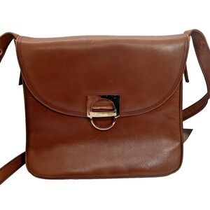 Vintage Saks 5th Avenue Brown Leather Shoulder Bag – Gold Tone Buckle Crossbody